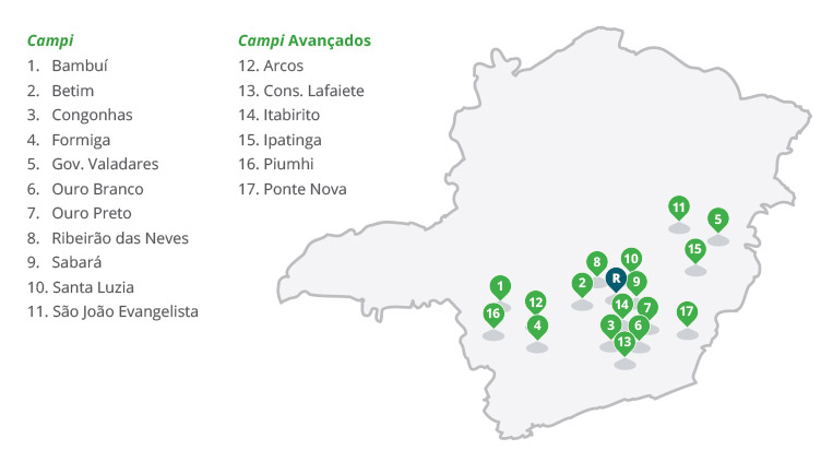 Mapa de Unidades do IFMG