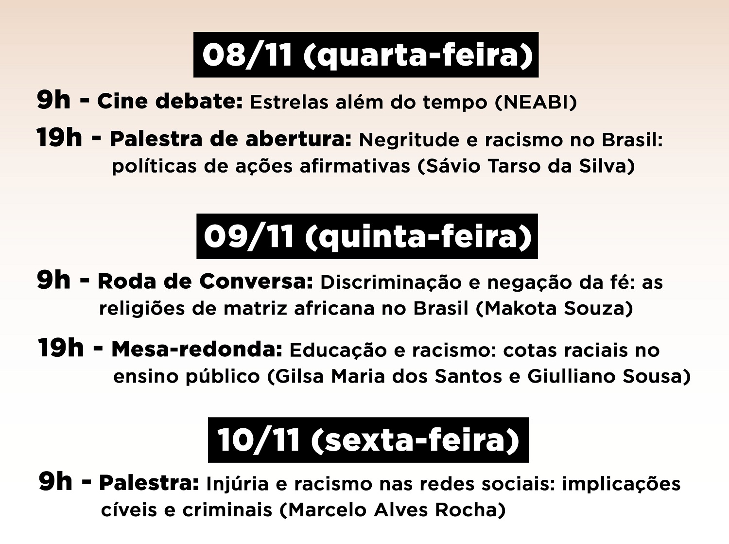 Programação III Semana da Consciência Negra