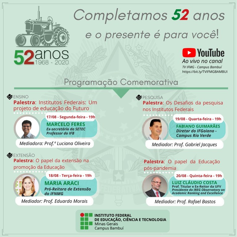 52 anos IFMG - Campus Bambuí