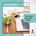 #3 - Faça pausas para o café e o almoço: A pausa para um cafezinho ou para um lanche rápido durante o trabalho é importante para manter a produtividade, além de proporcionar um breve descanso na jornada de trabalho. Estipule o tempo para o almoço e evite interrupções para responder e-mails ou atender telefonemas. Aproveite para levantar da cadeira e faça alguns exercícios de alongamento.