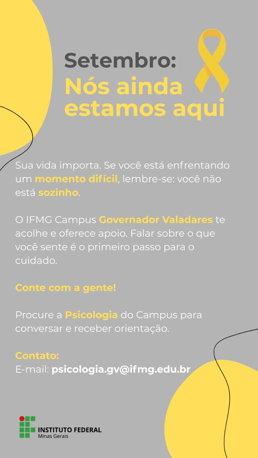 Setembro Amarelo_IFMG-GV_2025 Setembro Amarelo_2025_IFMG-GV