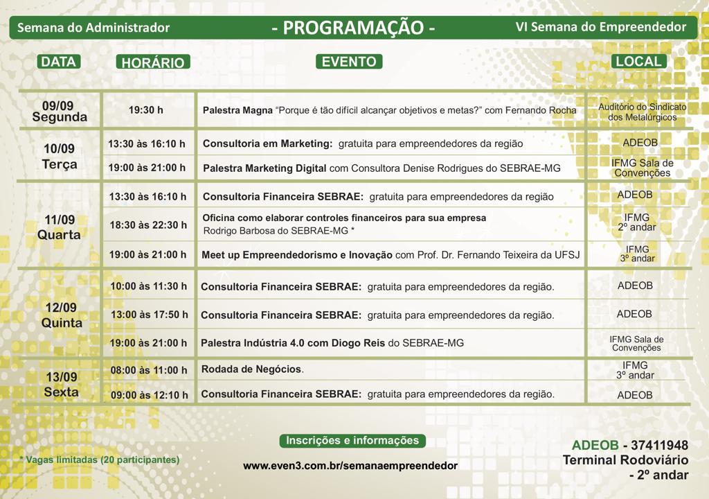 Programação Semana ADM 2019