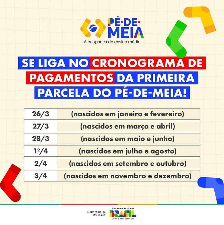 Pé-de-Meia: datas de pagamento da primeira parcela