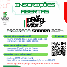 Programa Sabará - Inscrições Abertas!